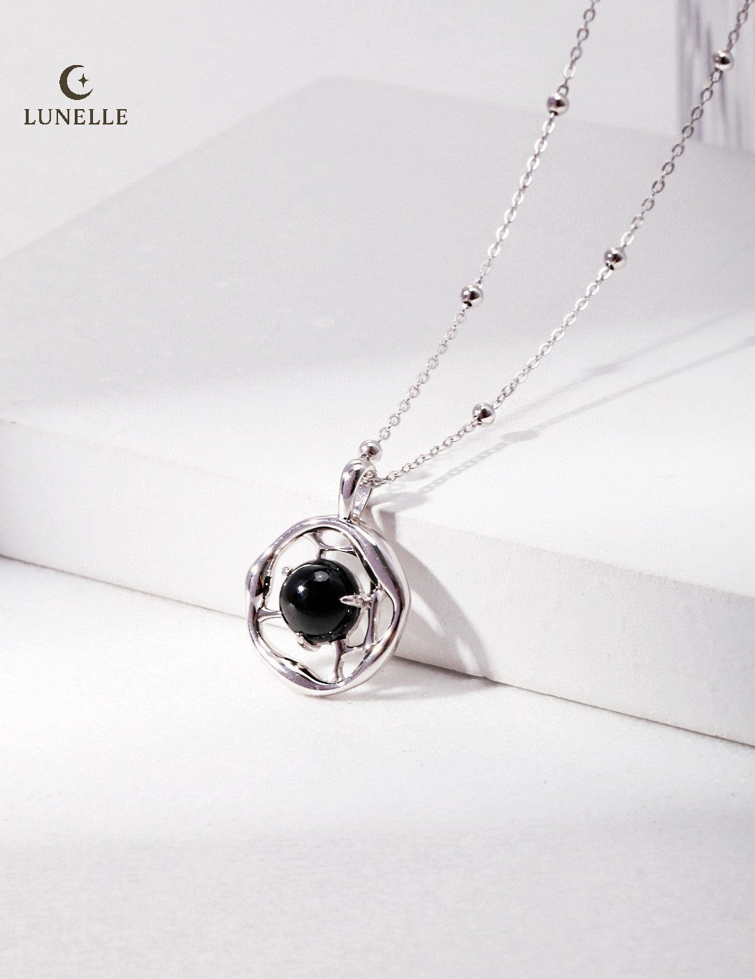 Liquid Flow Onyx Pendant in Sterling Silver