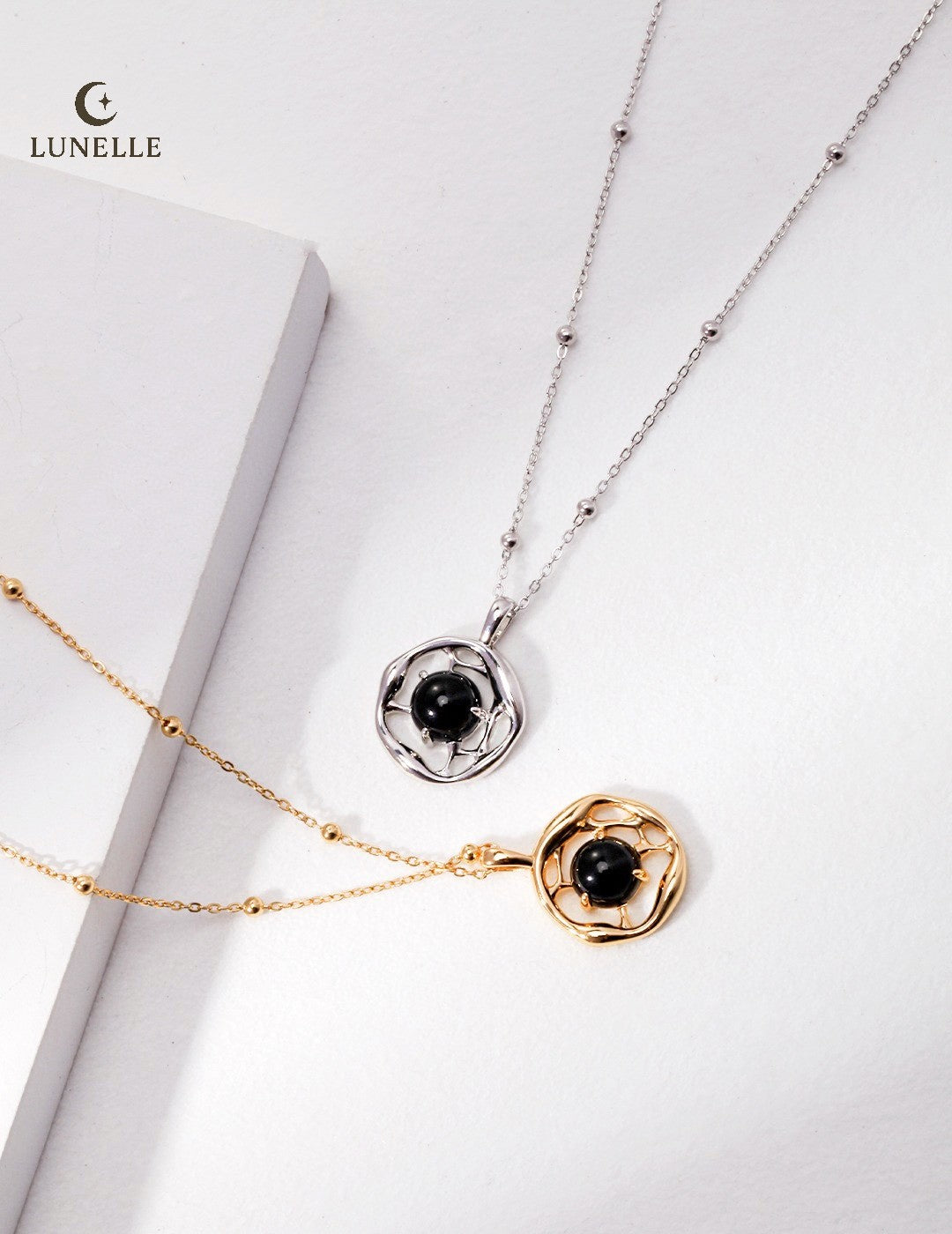 Liquid Flow Onyx Pendant in Sterling Silver