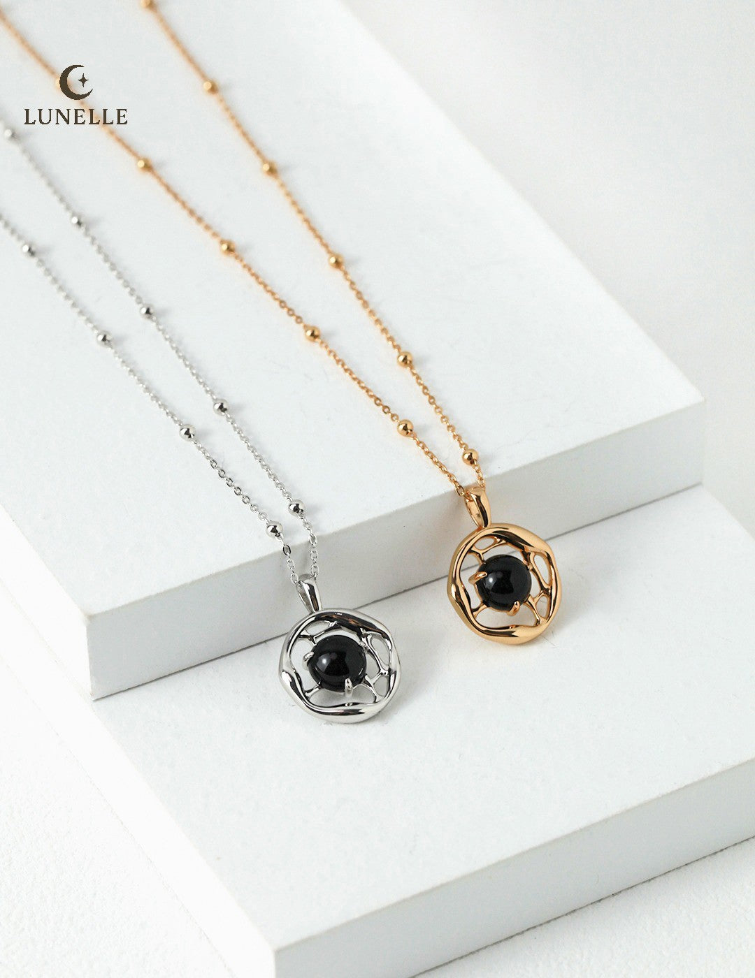 Liquid Flow Onyx Pendant in Sterling Silver