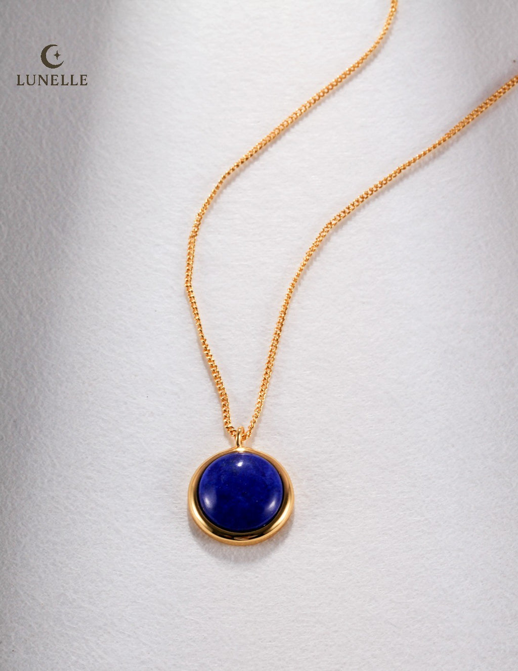 Golden Framed Lapis Pendant in Sterling Silver