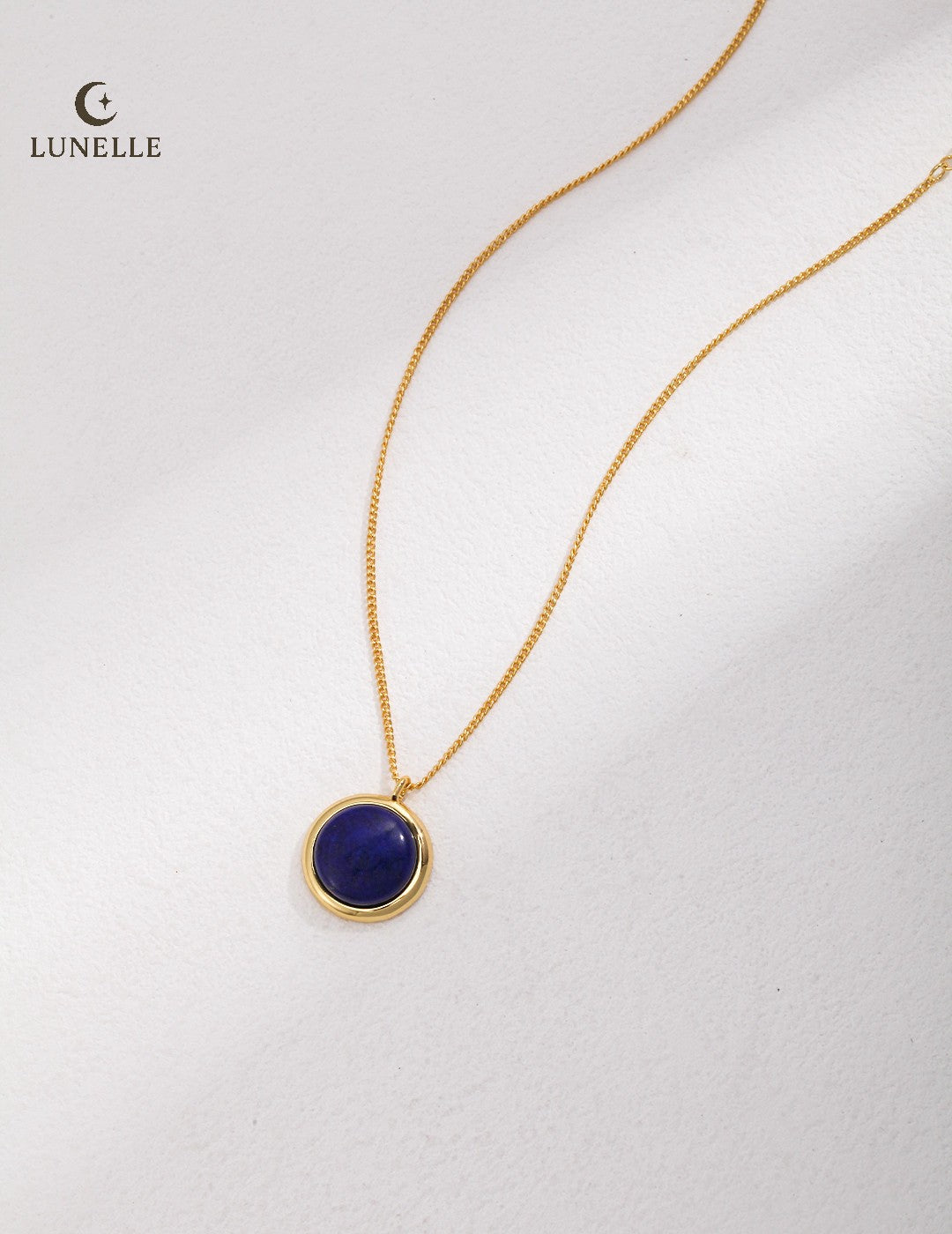 Golden Framed Lapis Pendant in Sterling Silver