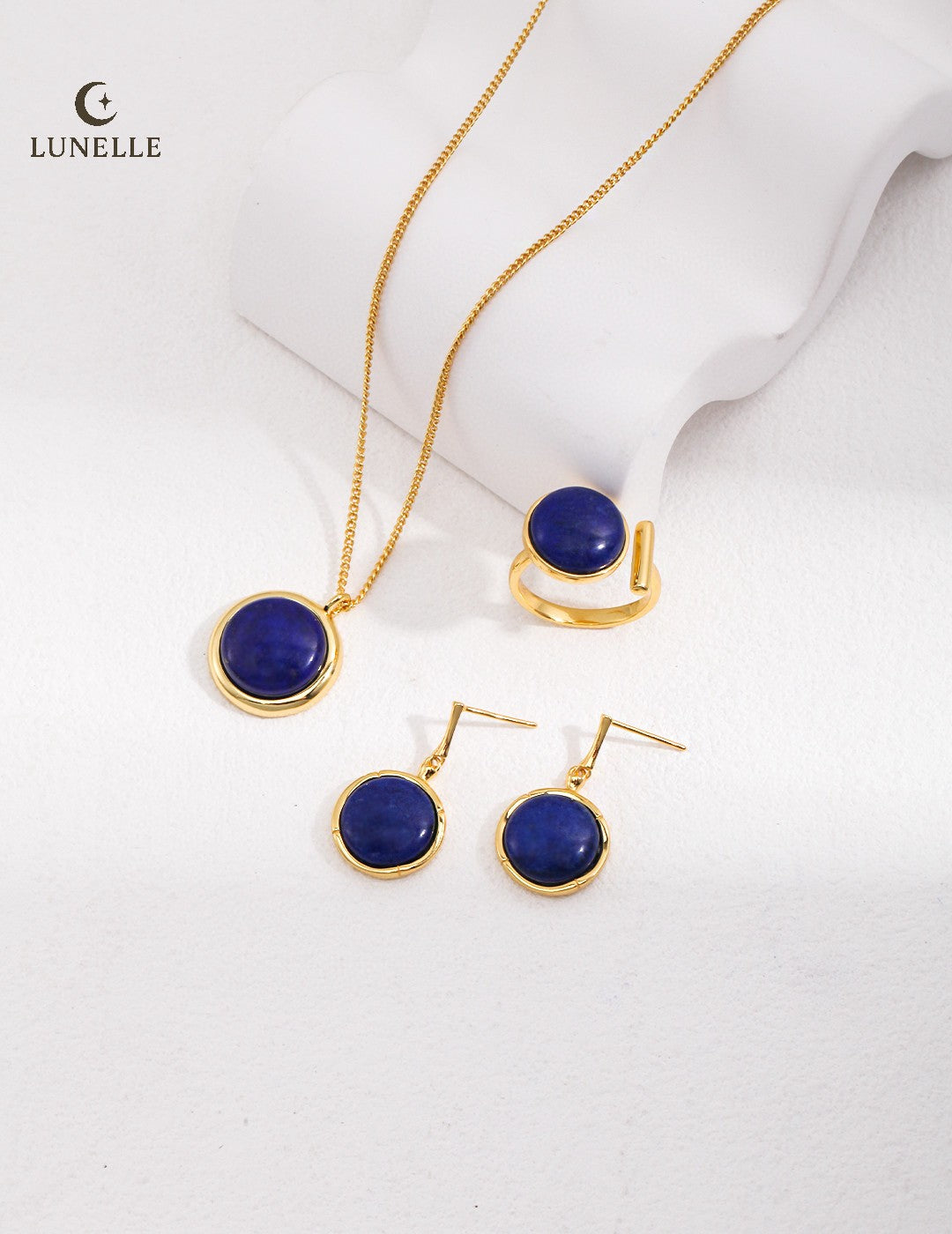 Golden Framed Lapis Pendant in Sterling Silver